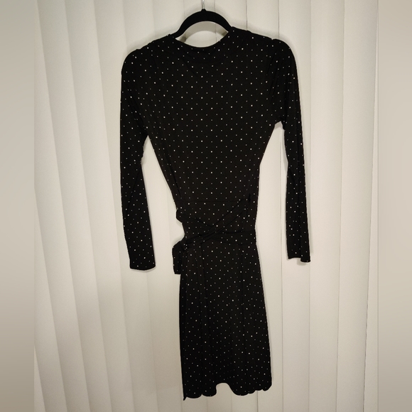 Banana Republic Black Wrap Dress With White Polka Dots Size Small - Picture 2 of 4